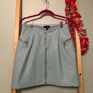 Baby blue leather skirt from Topshop